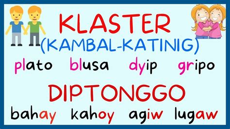halimbawa ng digrapo|Diptonggo at Klaster o Kambal Katinig .